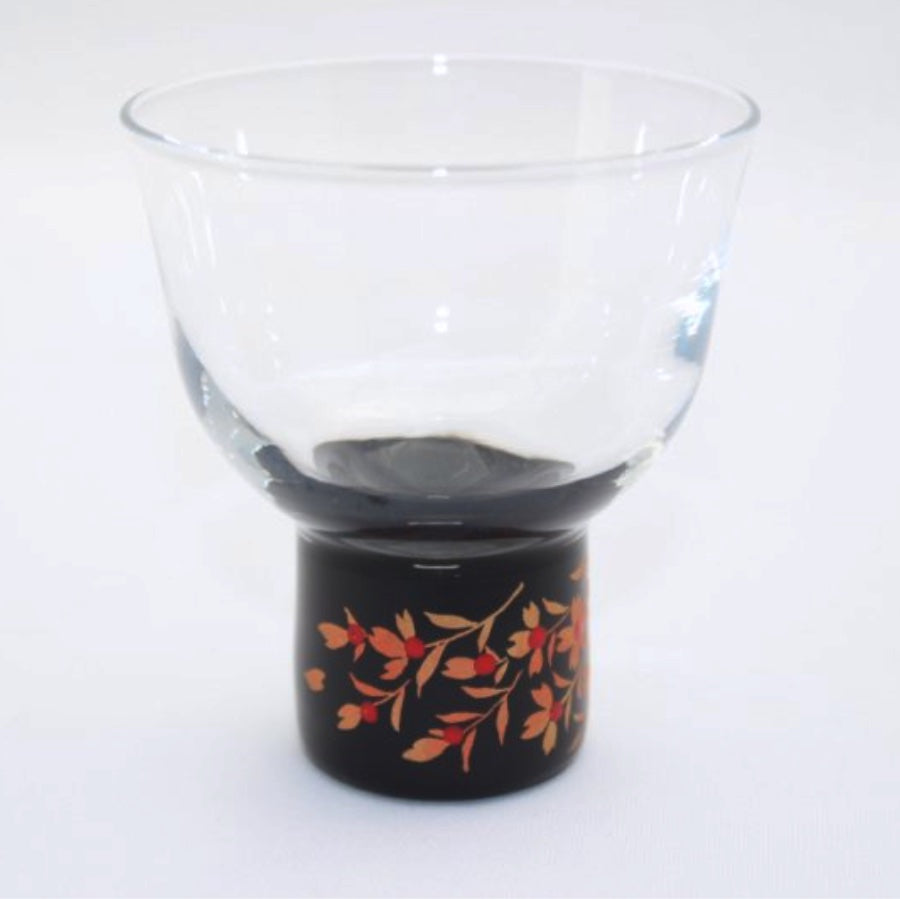 Aizu Urushi Lacquerware Chilled Sake Glass Sakura / Black Base